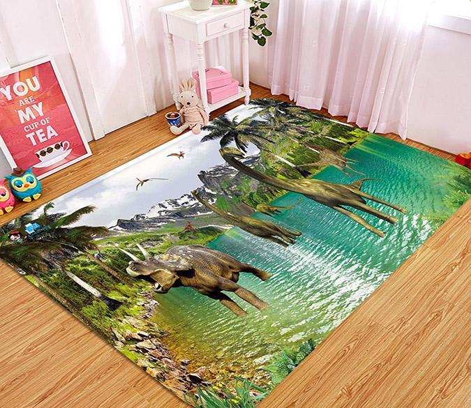 3D Lake Dinosaurs 31 Non Slip Rug Mat Mat AJ Creativity Home 