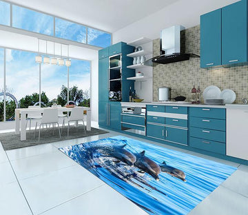 3D Jumping Dolphins 47 Kitchen Mat Floor Mural Wallpaper AJ Wallpaper 