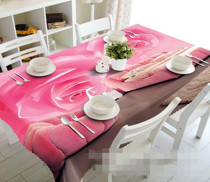 3D Pink Roses 1065 Tablecloths Wallpaper AJ Wallpaper 