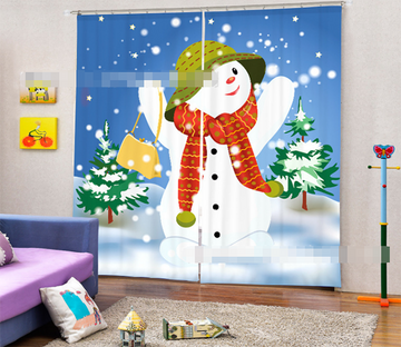 3D Happy Snowman 2007 Curtains Drapes Wallpaper AJ Wallpaper 