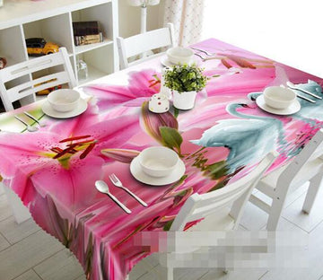 3D Flowers Swans 1120 Tablecloths Wallpaper AJ Wallpaper 