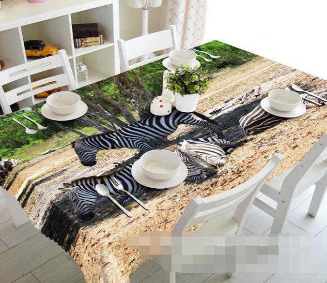 3D Resting Zebras 1011 Tablecloths Wallpaper AJ Wallpaper 