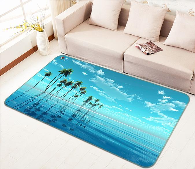 3D Sea Coconut Trees 206 Non Slip Rug Mat Mat AJ Creativity Home 