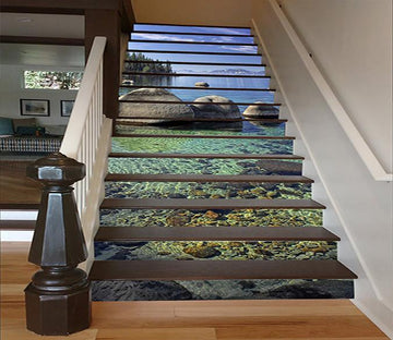 3D Clear Lake Stones 1628 Stair Risers Wallpaper AJ Wallpaper 