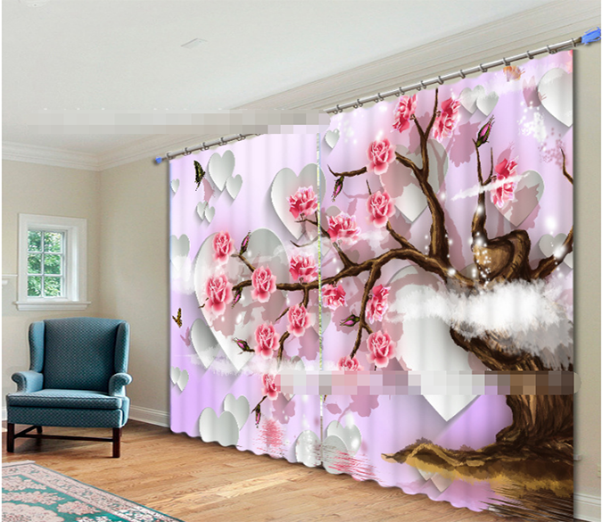 3D Flowers Tree And Butterflies 2099 Curtains Drapes Wallpaper AJ Wallpaper 