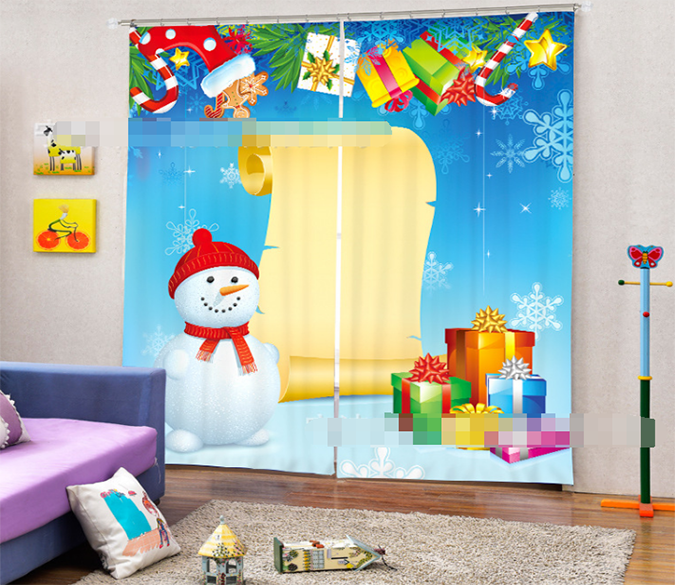 3D Snowman Gifts 1399 Curtains Drapes Wallpaper AJ Wallpaper 