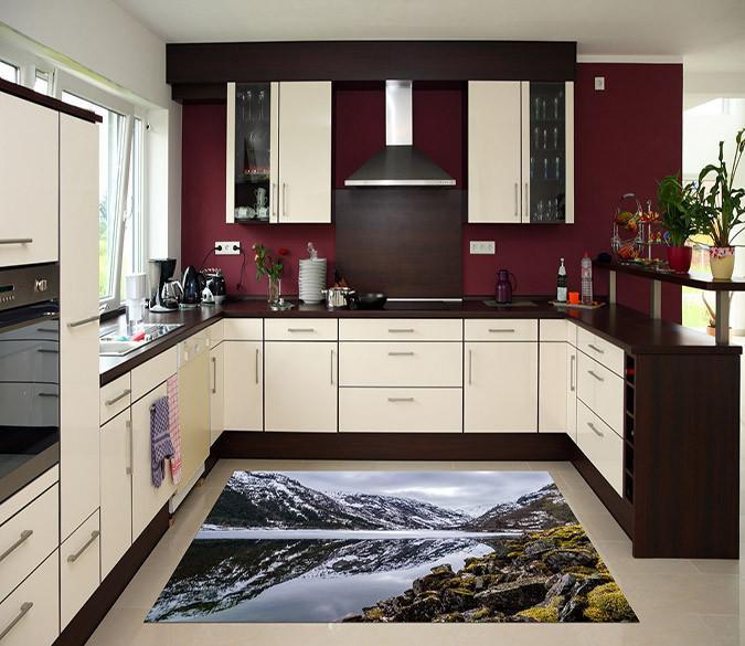 3D Snow Mountain Lake 614 Kitchen Mat Floor Mural Wallpaper AJ Wallpaper 