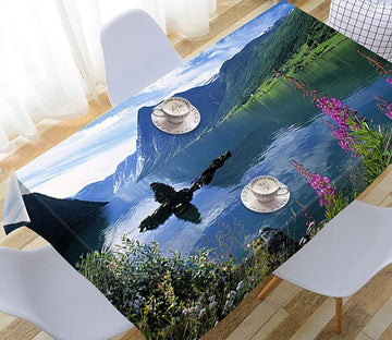 3D Mountain Lake Island 417 Tablecloths Wallpaper AJ Wallpaper 