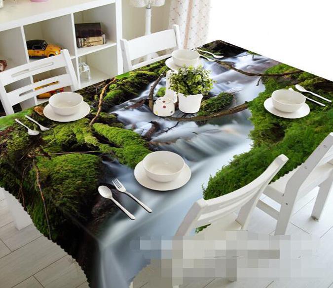 3D River Mosses 1057 Tablecloths Wallpaper AJ Wallpaper 