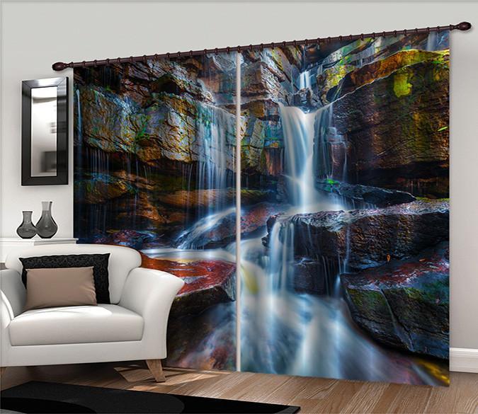 3D Rocks Flowing Streams 804 Curtains Drapes Wallpaper AJ Wallpaper 