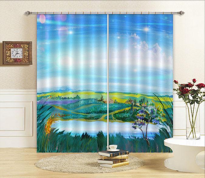 3D Lake Scenery Painting 687 Curtains Drapes Wallpaper AJ Wallpaper 