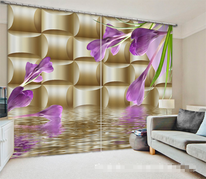 3D Squares And Flowers 1331 Curtains Drapes Wallpaper AJ Wallpaper 