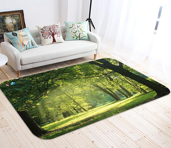 3D Grassland Green Trees 4 Non Slip Rug Mat Mat AJ Creativity Home 