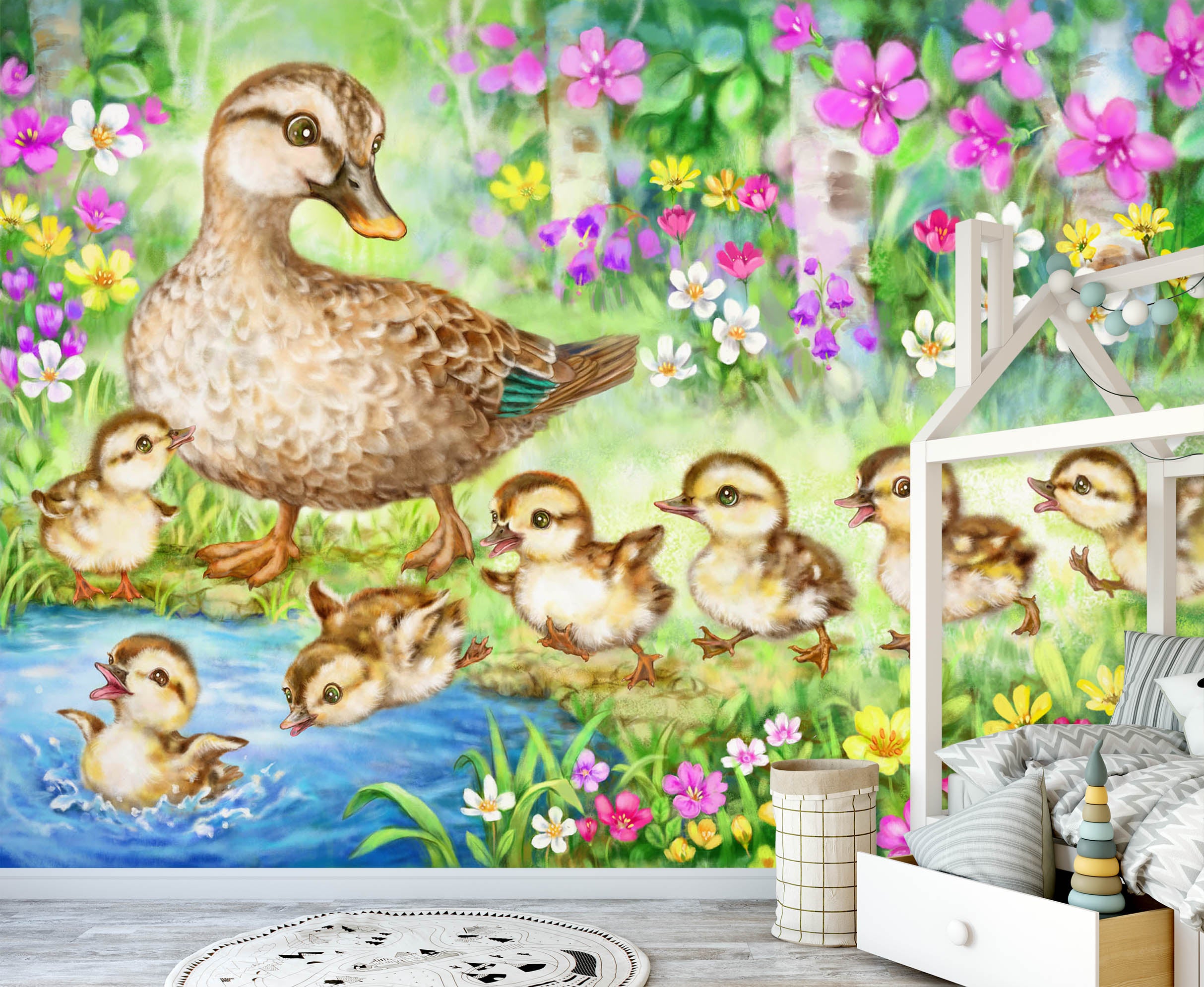 3D Baby Duck 5522 Kayomi Harai Wall Mural Wall Murals