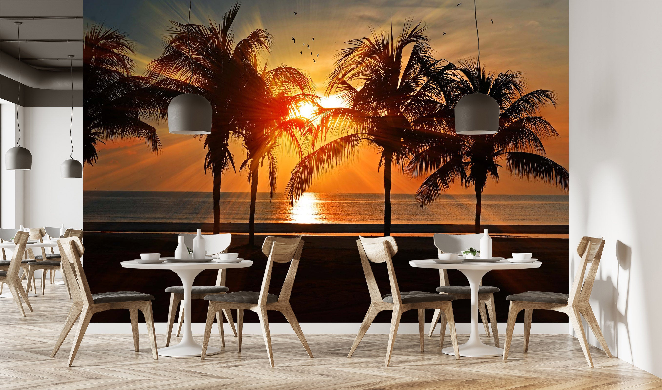 3D Sunset Coconut Tree 2037 Wall Murals