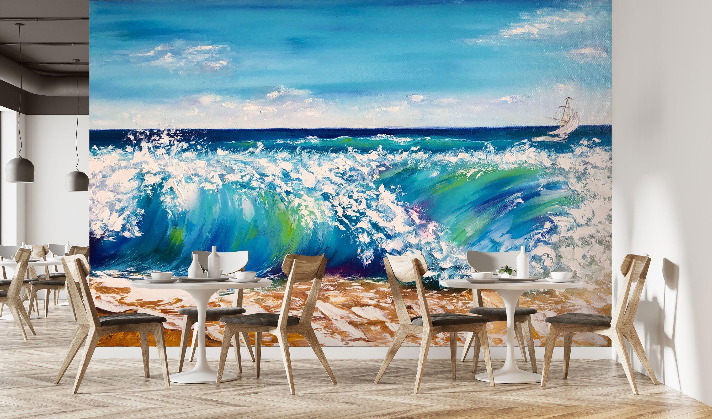 3D Painted Waves 132 Skromova Marina Wall Mural Wall Murals