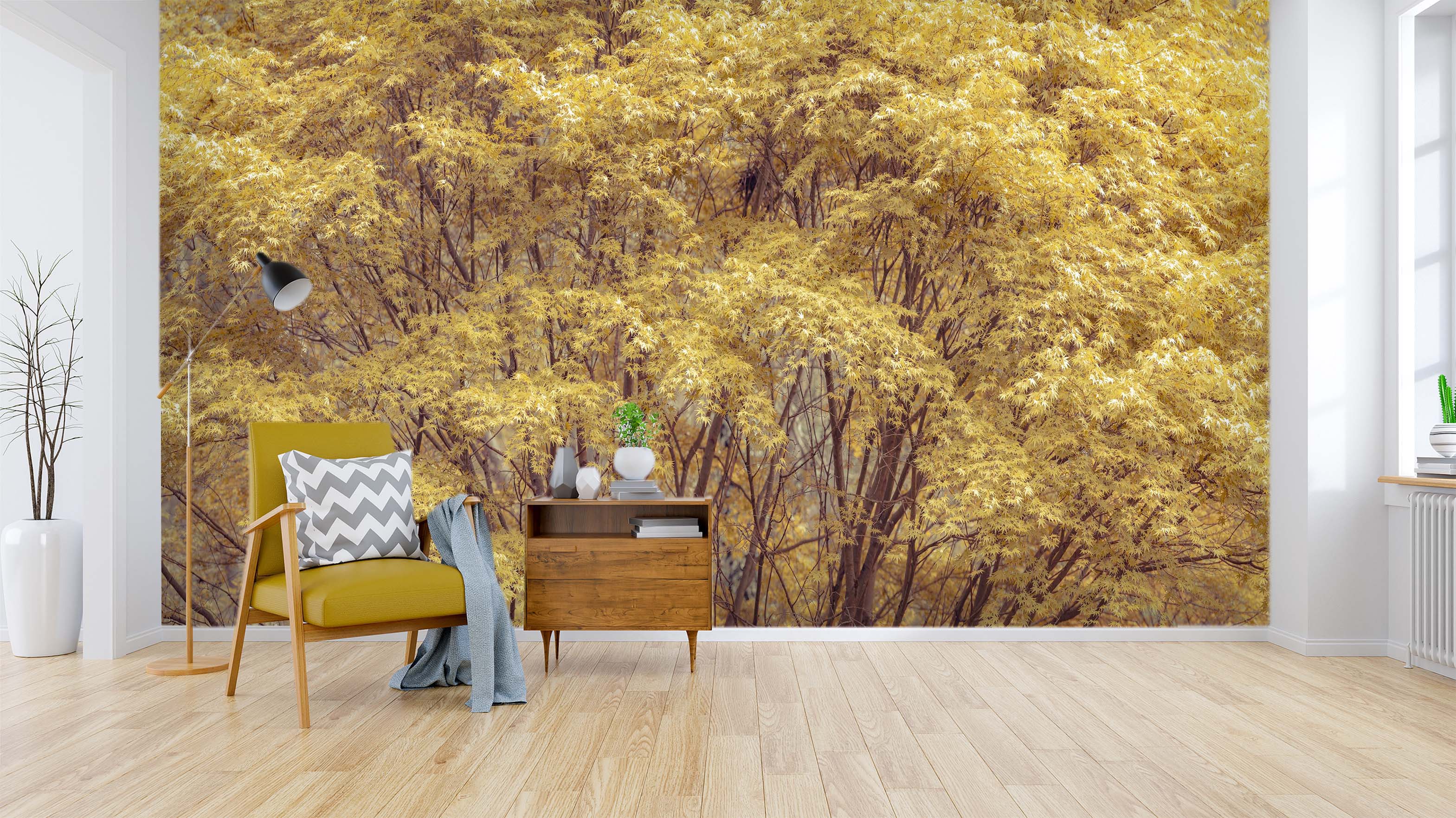 3D Yellow Leaves 6177 Assaf Frank Wall Mural Wall Murals