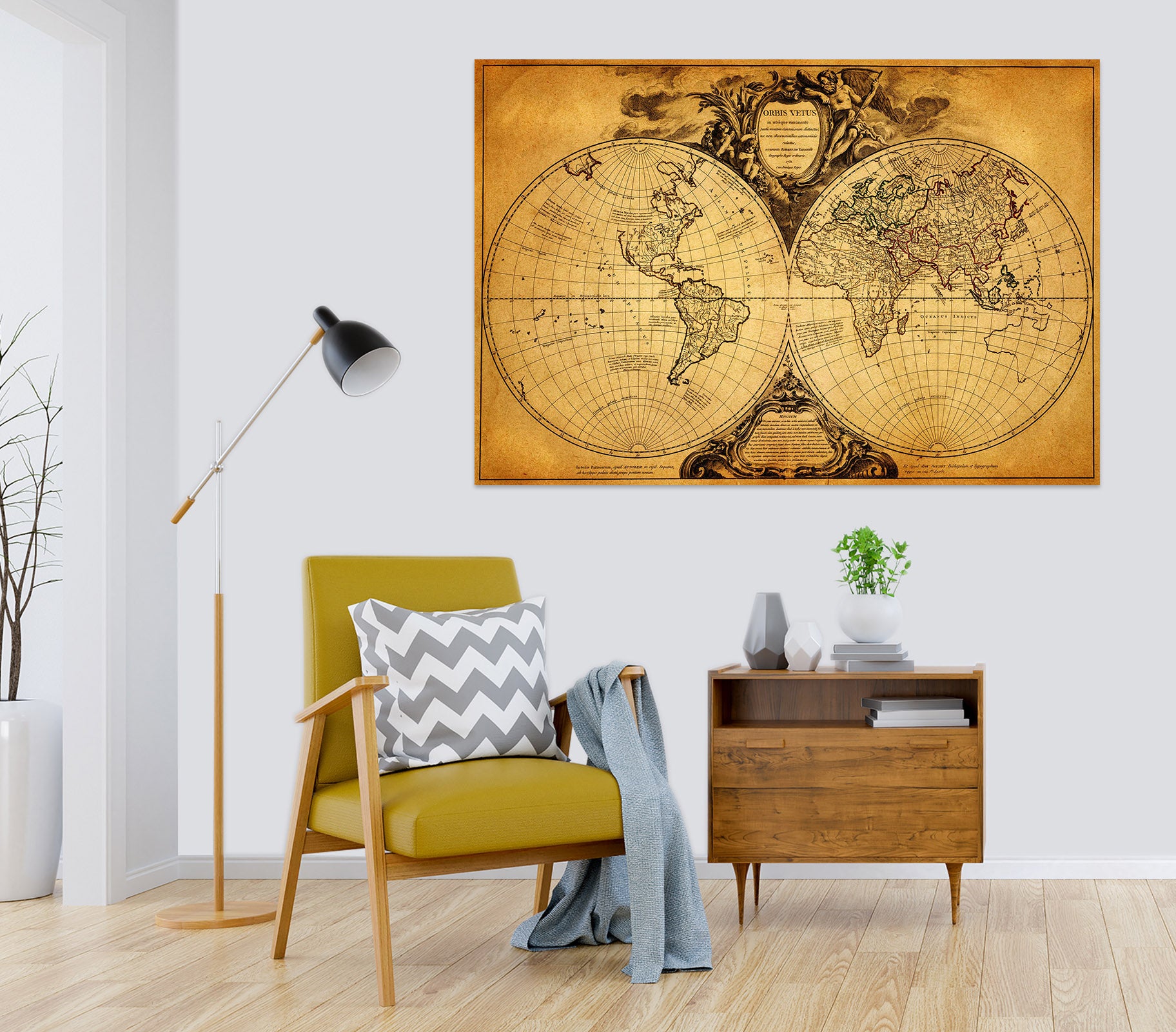 3D Sketch Globe 136 World Map Wall Sticker