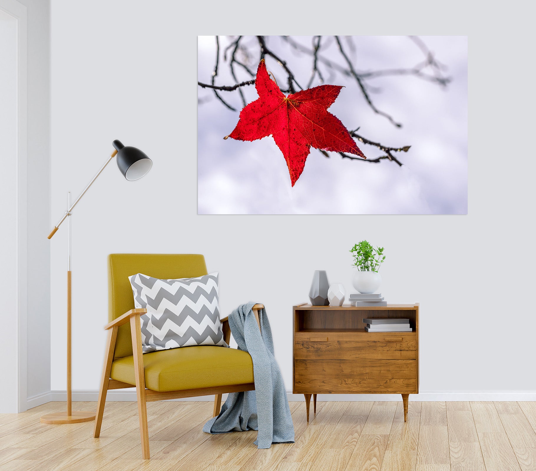 3D Red Leaf 195 Marco Carmassi Wall Sticker