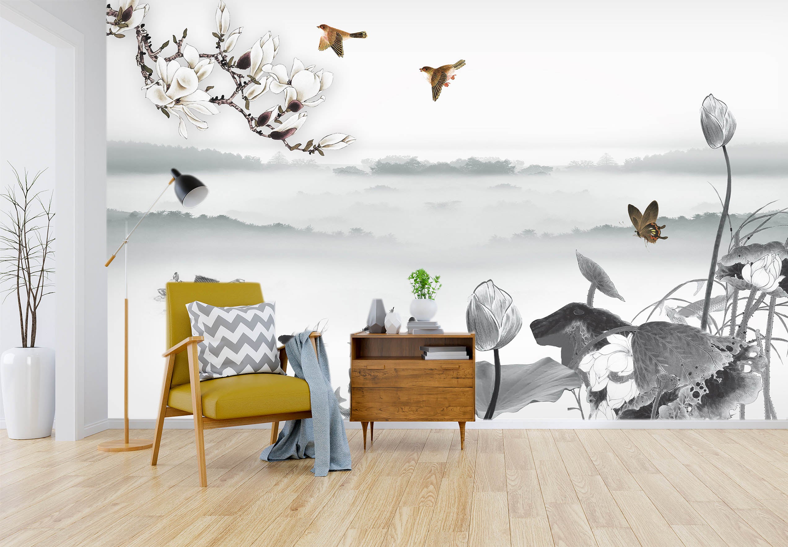 3D Flower Bird 1480 Wall Murals