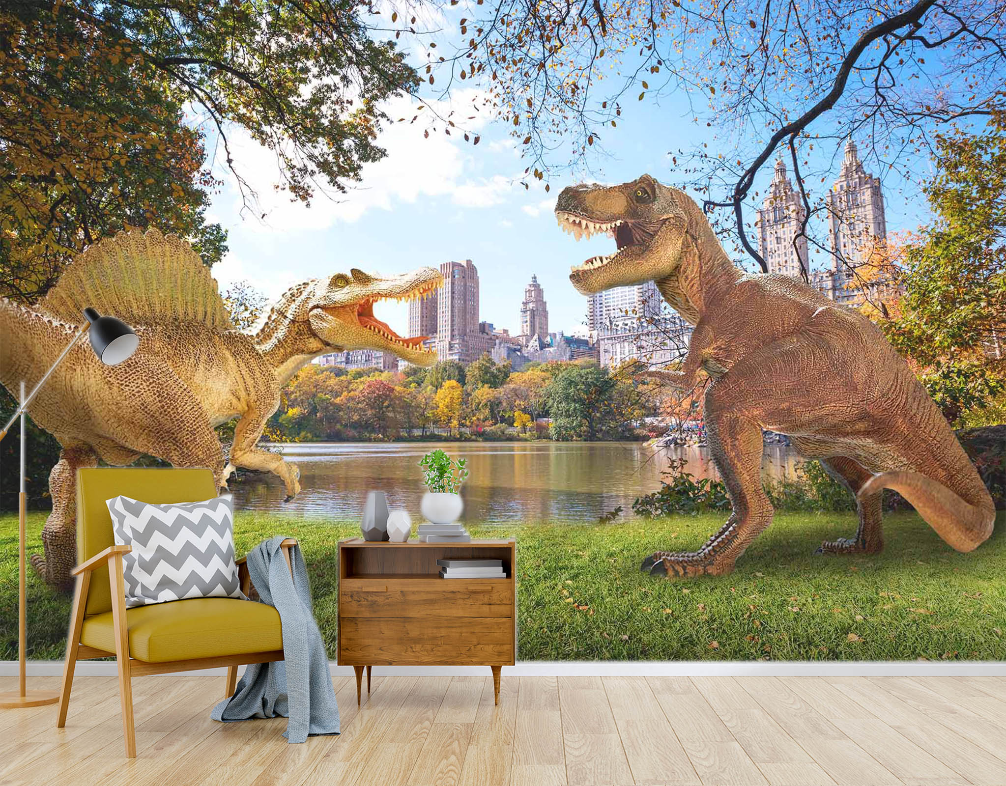 3D Dinosaur Wood Carving 1569 Wall Murals