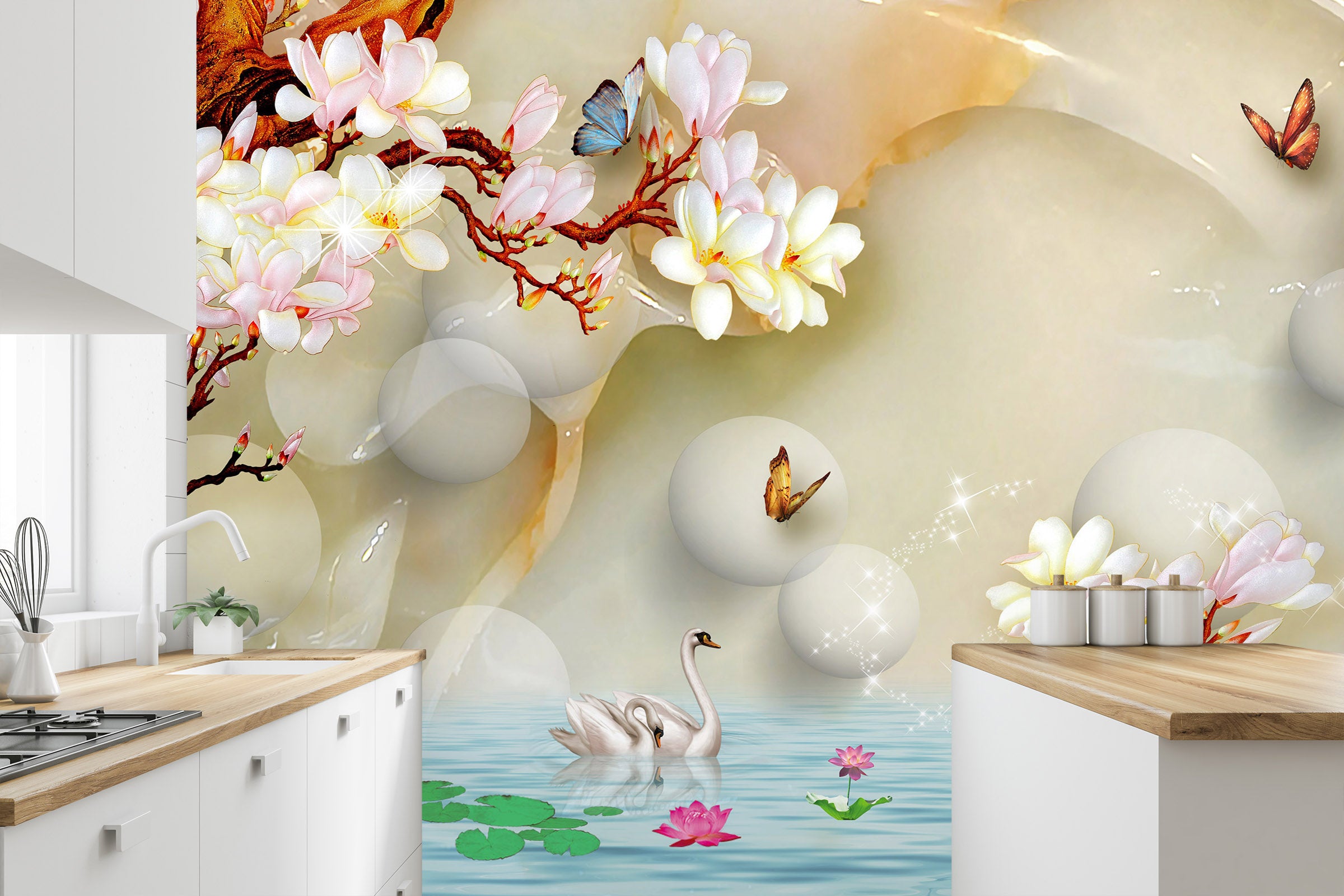 3D Branch Flower 1483 Wall Murals