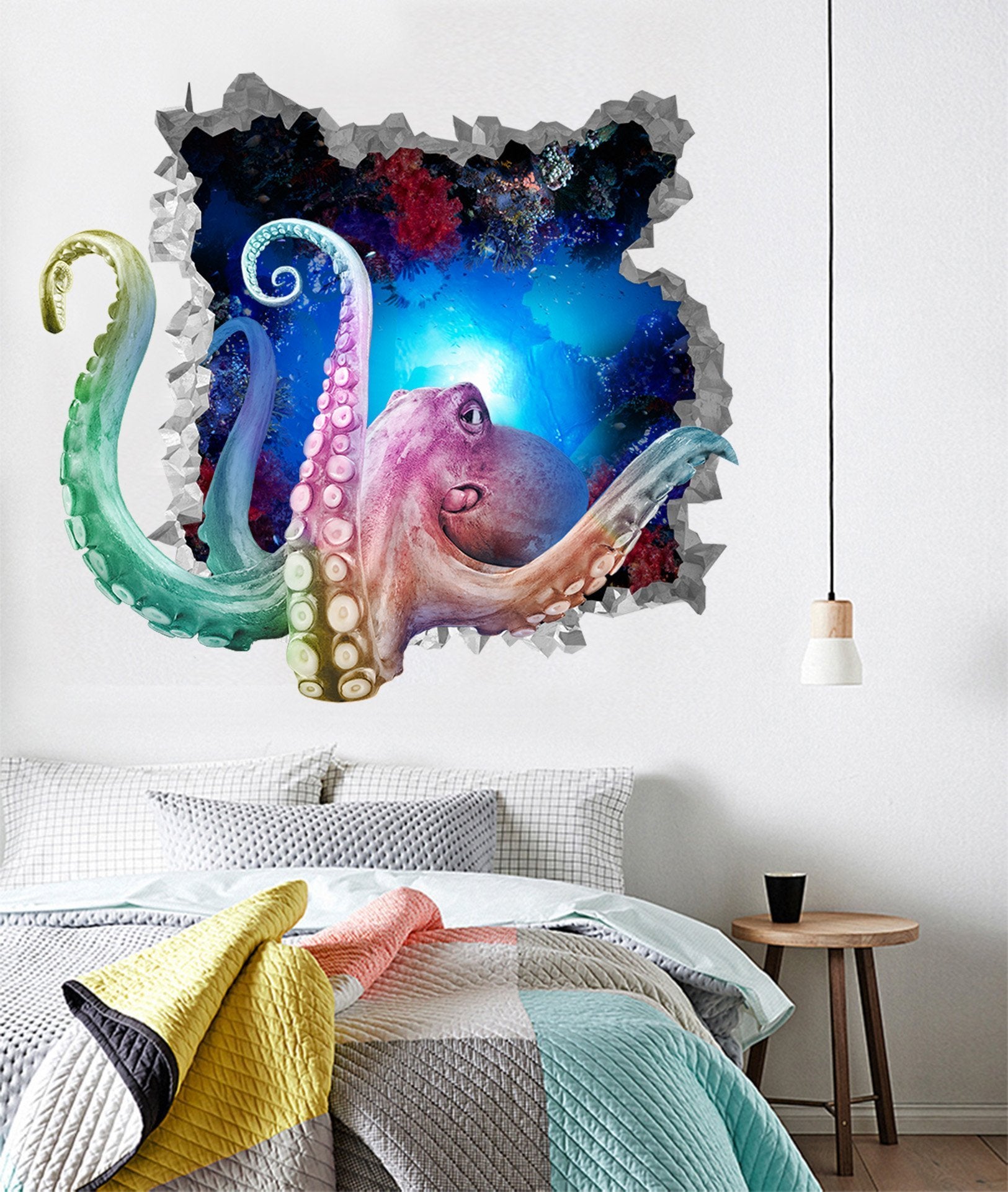 3D Ocean Octopus 216 Broken Wall Murals Wallpaper AJ Wallpaper 