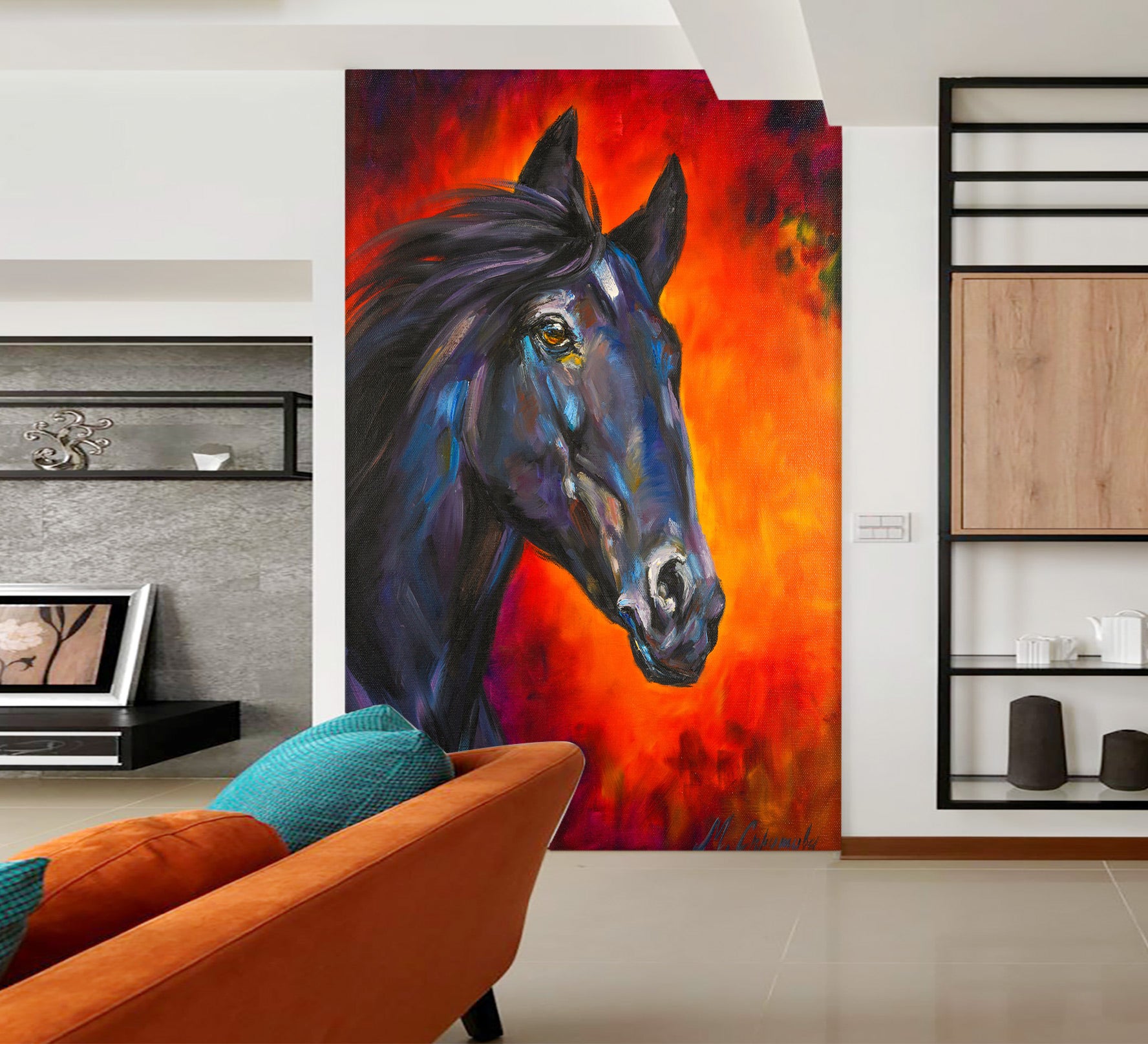 3D Black Horse 152 Skromova Marina Wall Mural Wall Murals