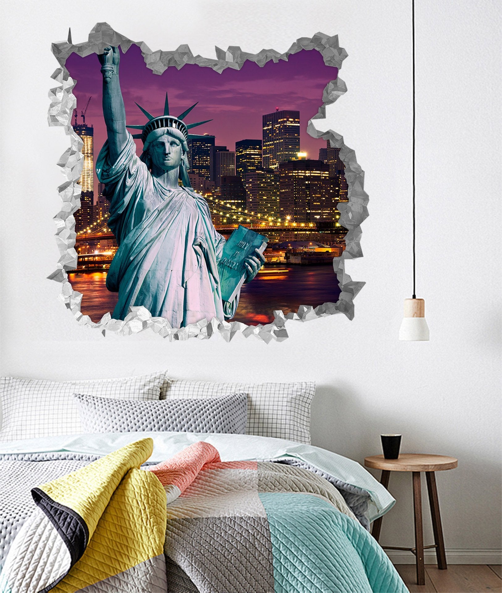 3D New York Liberty Statue 201 Broken Wall Murals Wallpaper AJ Wallpaper 