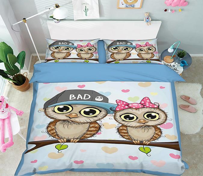 3D Owl Lovers 004 Bed Pillowcases Quilt Wallpaper AJ Wallpaper 