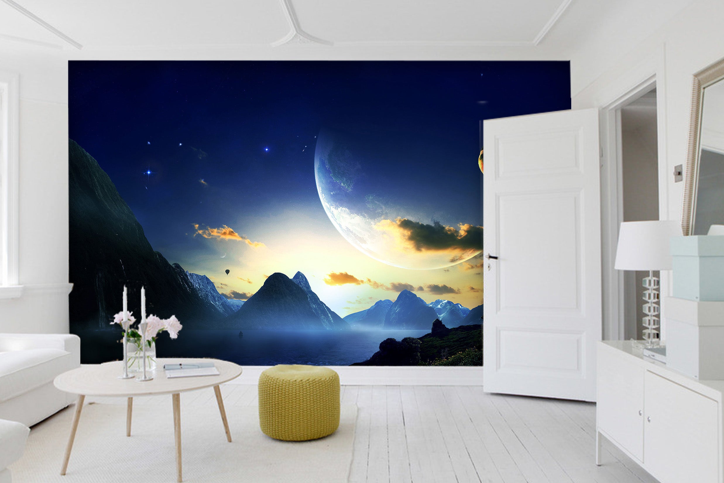 3D Starry Sky Moon 026 Wall Murals