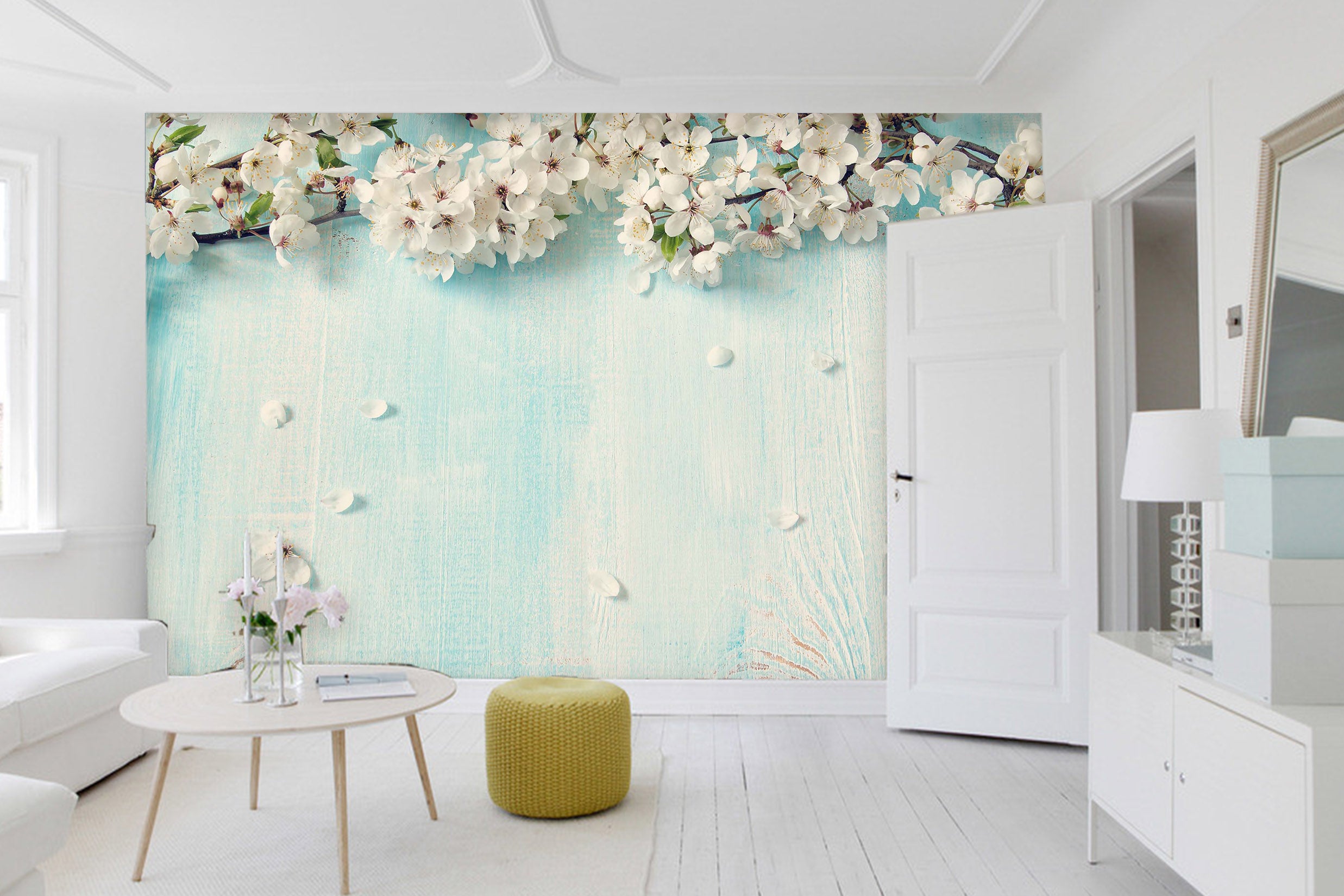 3D Wooden Board Flower 014 Wall Murals