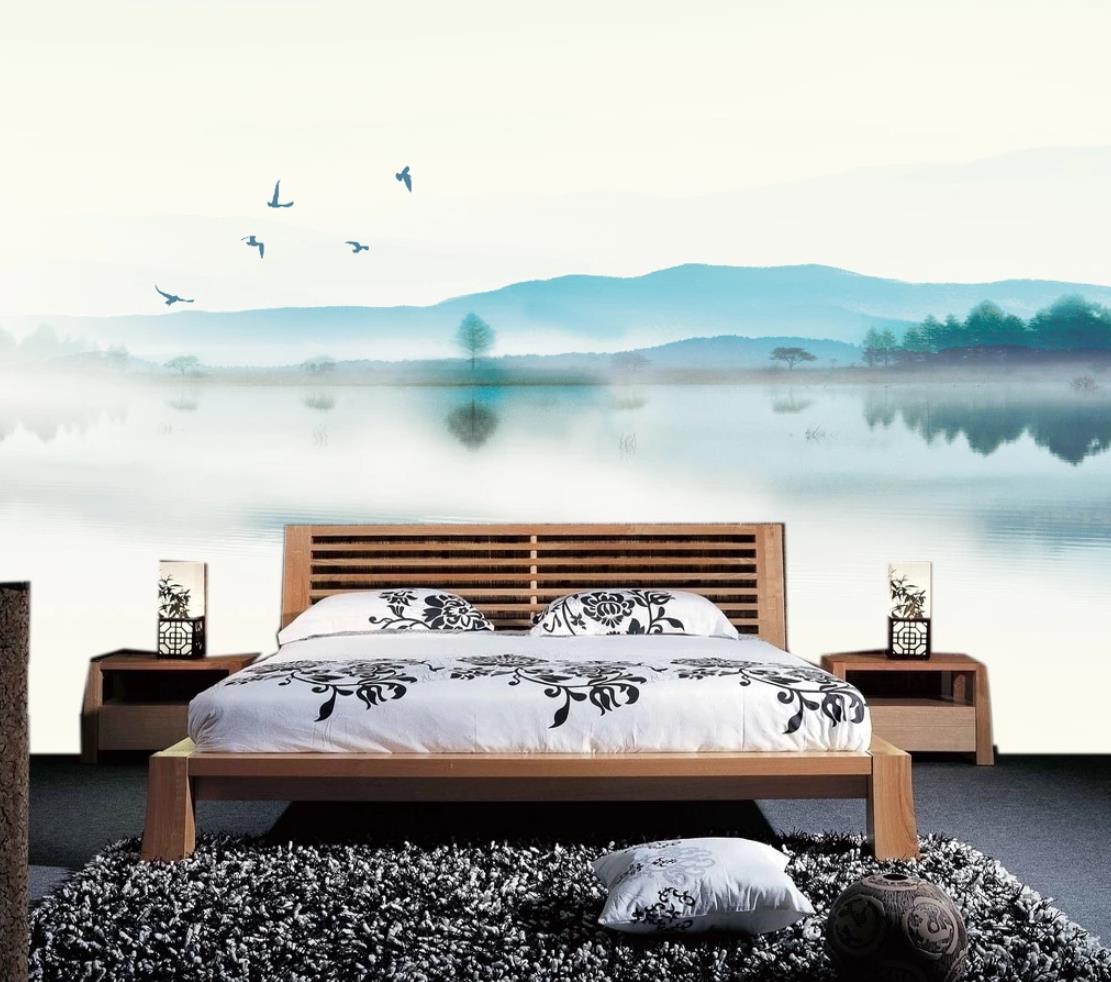 3D Misty Lake WC465 Wall Murals