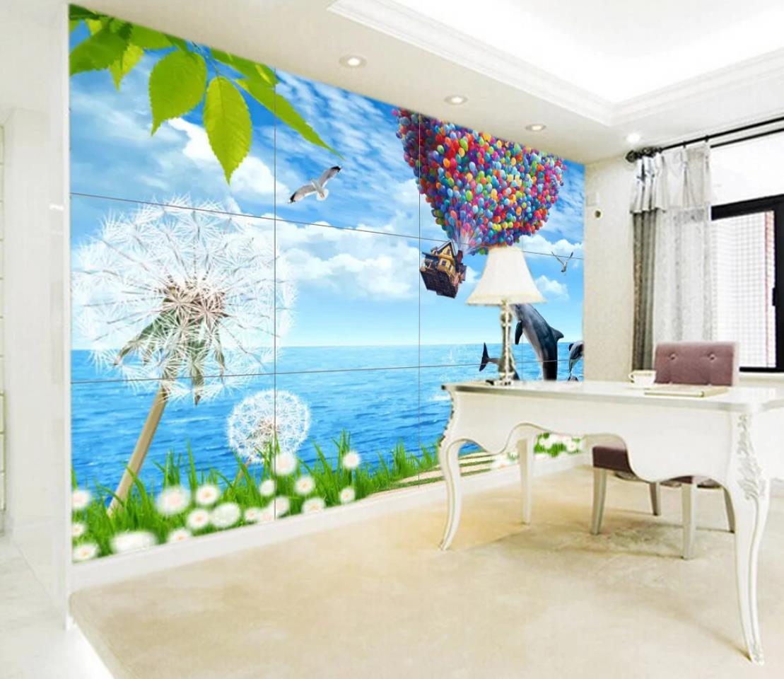 3D Dandelion Dolphin WC514 Wall Murals