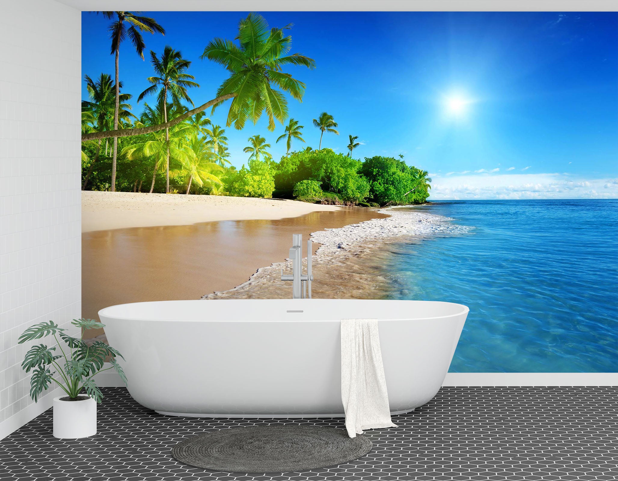 3D Sea Coconut Tree 089 Wall Murals