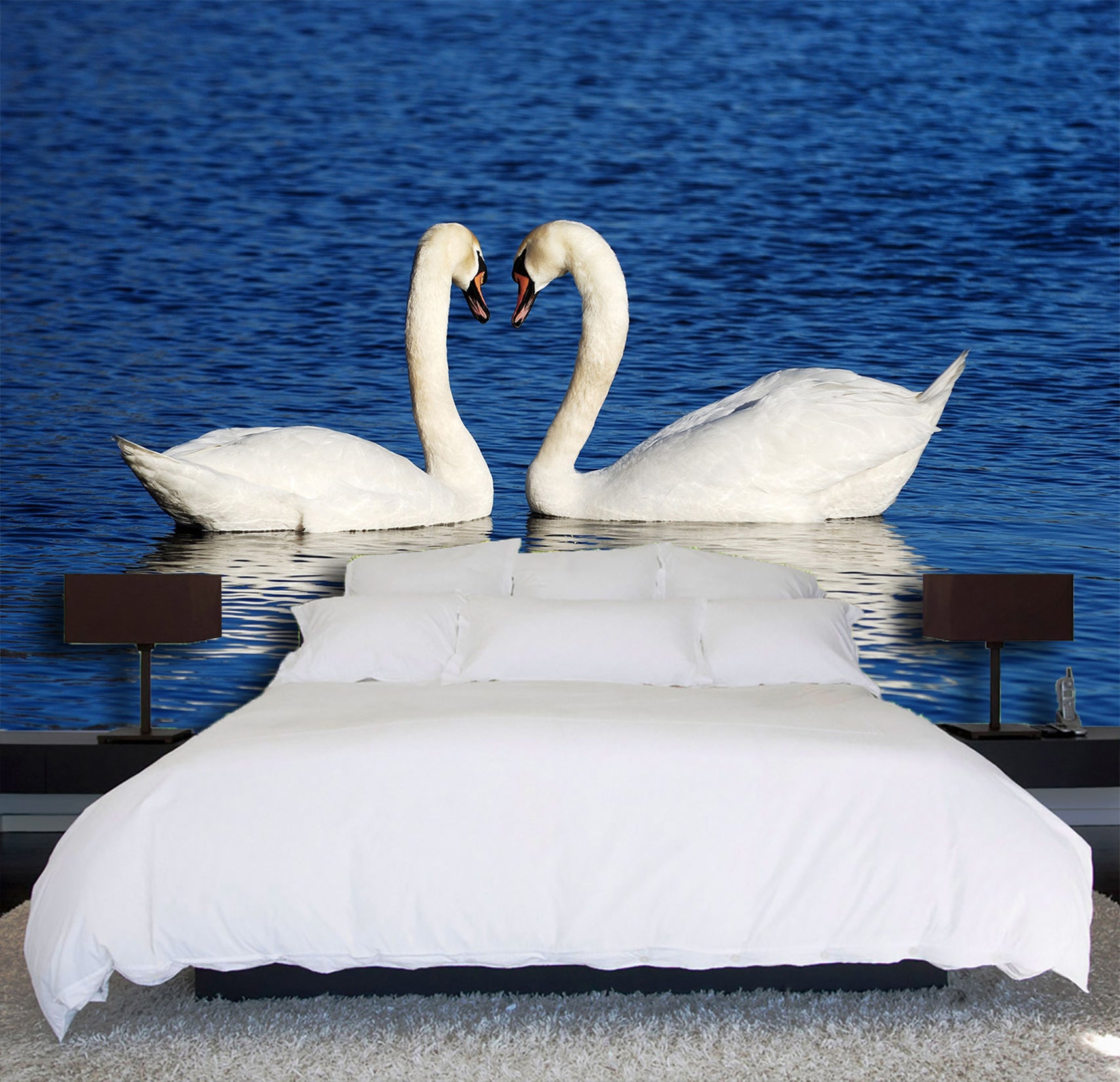 3D Swan Heart 346 Wall Murals