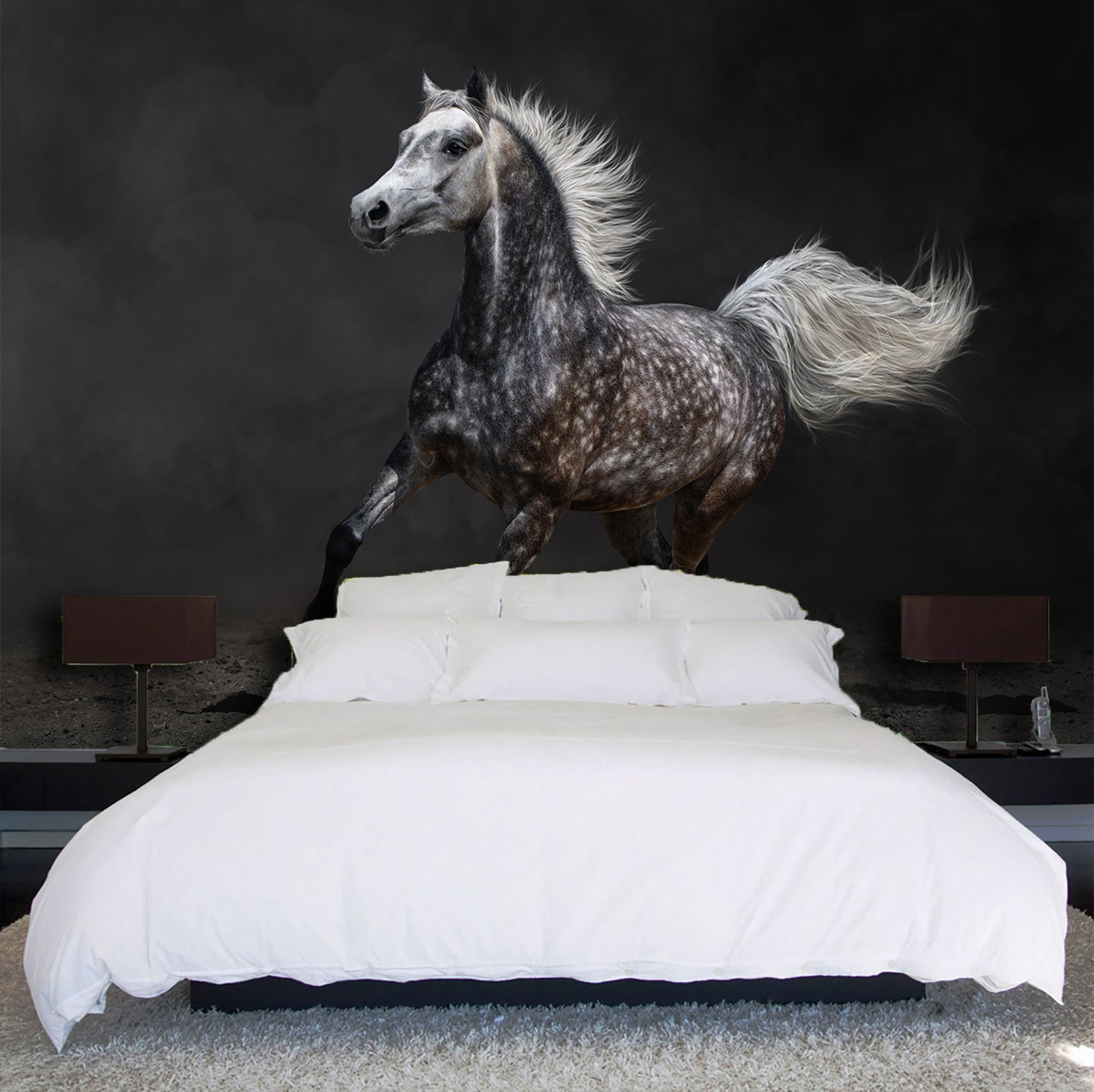 3D Running Black Horse 302 Wall Murals