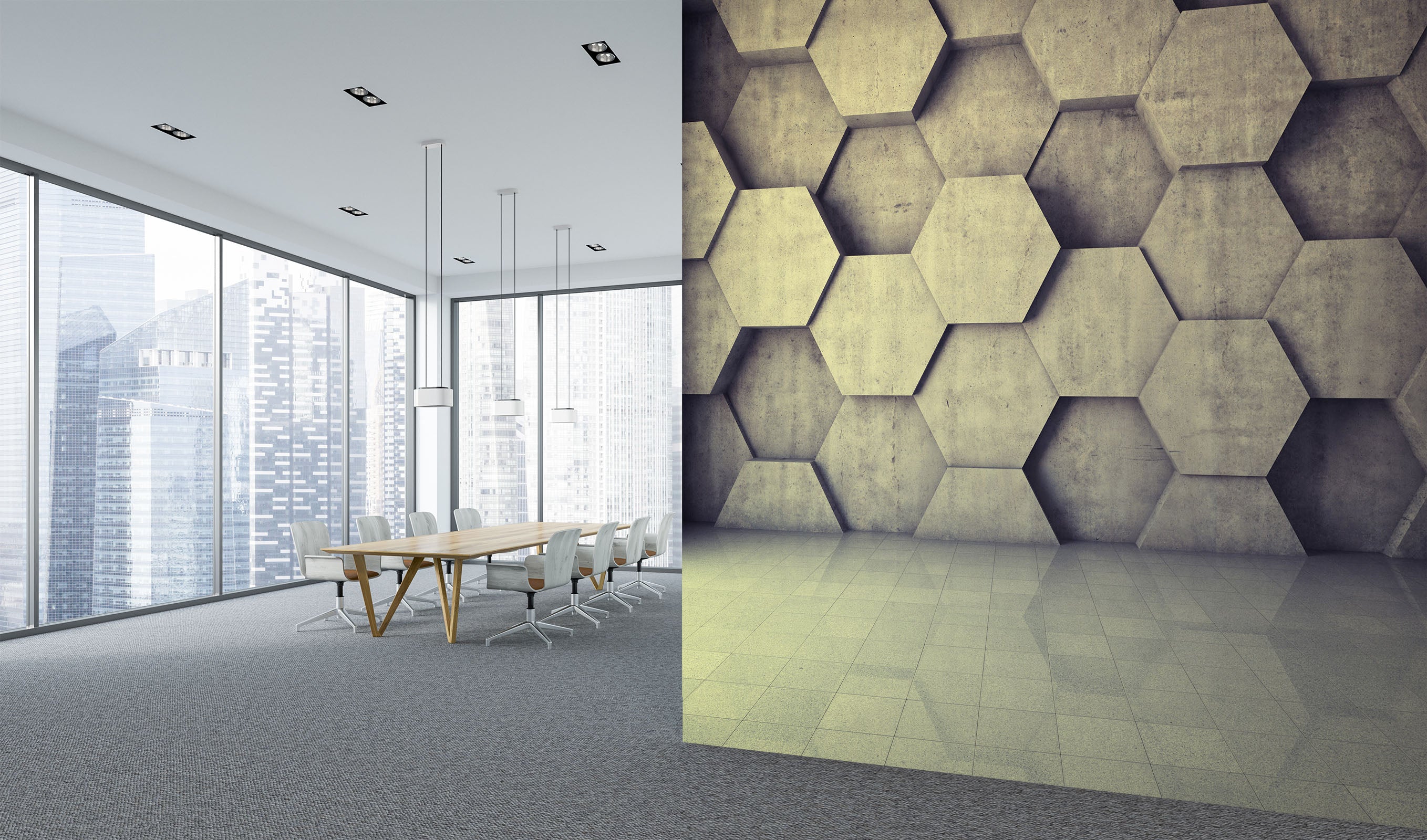 3D Hexagonal Wood 065 Wall Murals