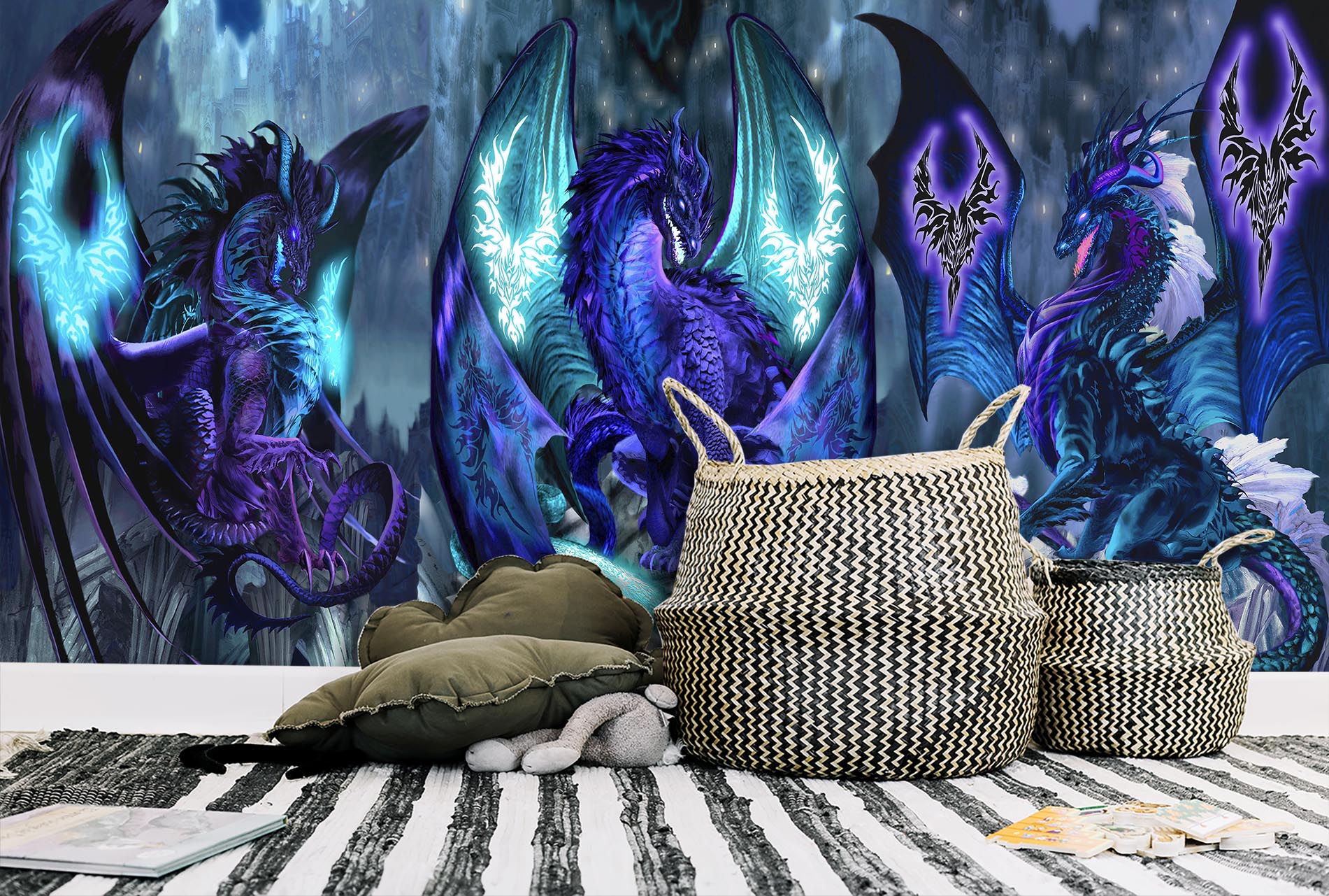 3D Purple Dragon 8105 Ruth Thompson Wall Mural Wall Murals