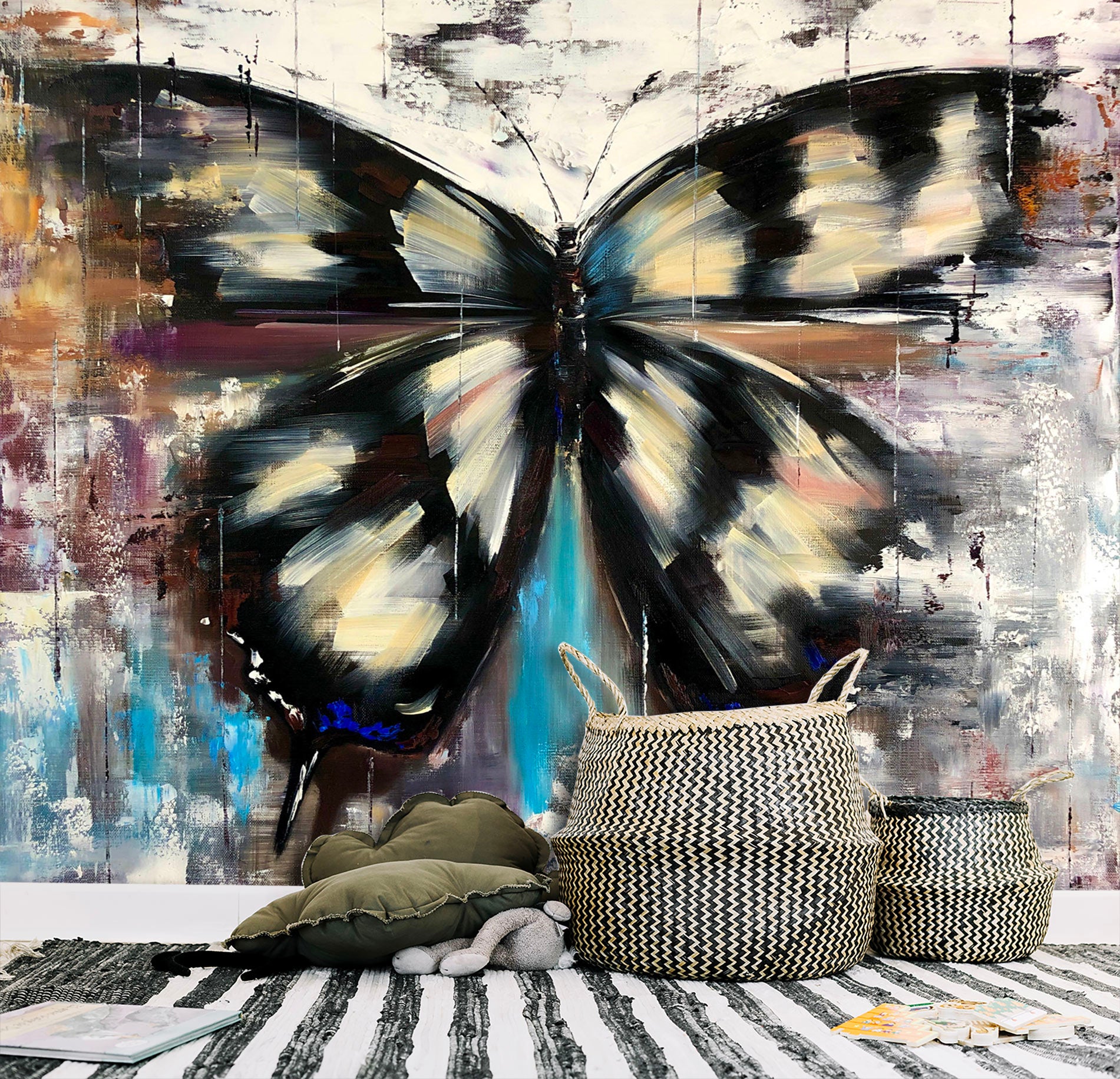 3D Black Butterfly 102 Skromova Marina Wall Mural Wall Murals