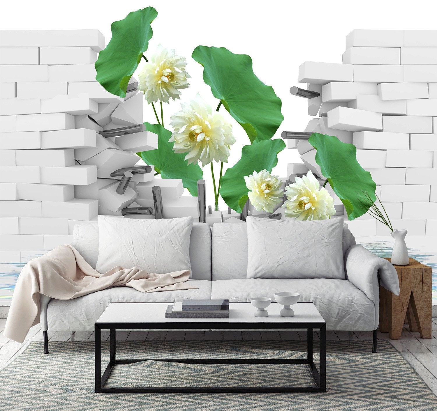 3D White Peony Flower 566 Wallpaper AJ Wallpaper 