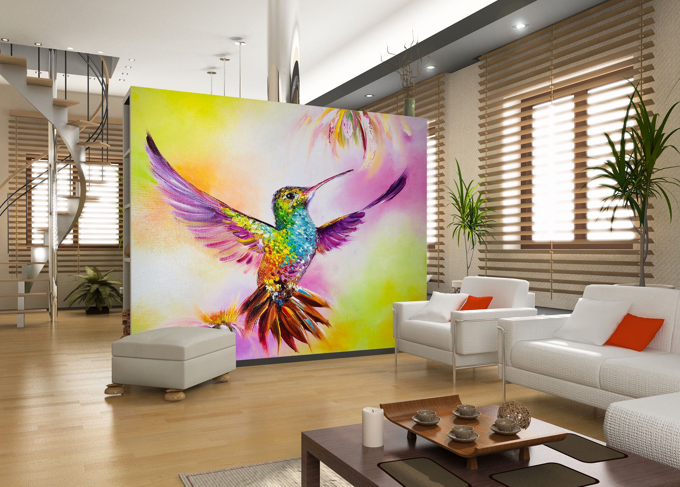 3D Colorful Hummingbird 216 Skromova Marina Wall Mural Wall Murals