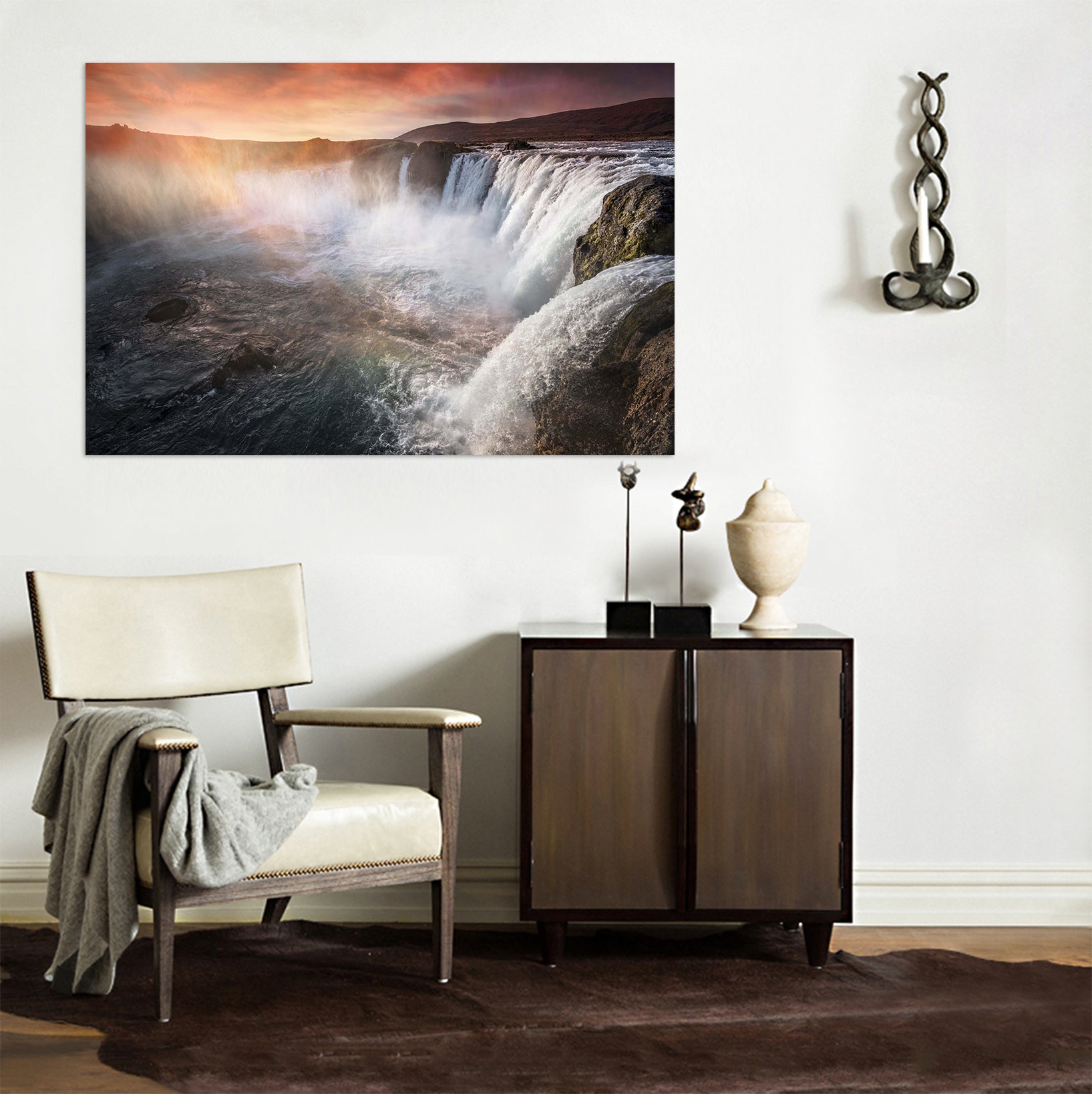 3D Canyon Waterfall 160 Marco Carmassi Wall Sticker