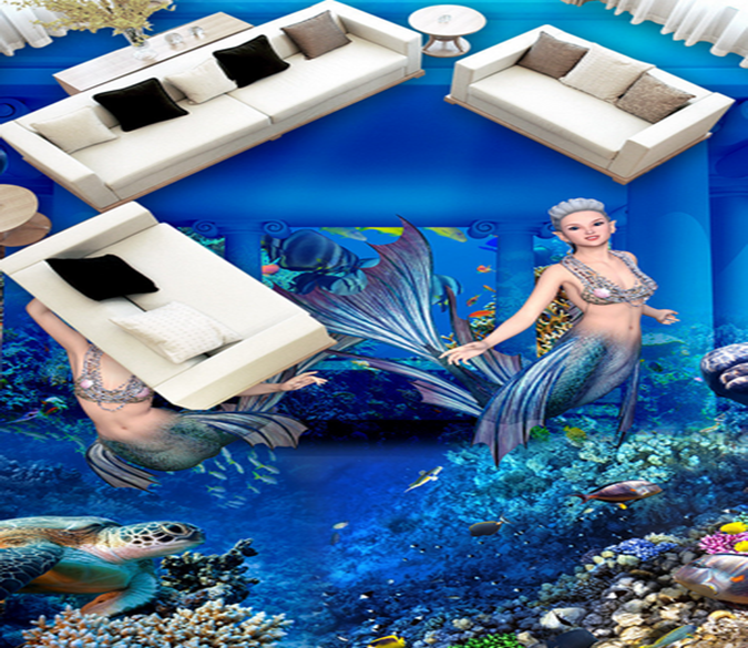 3D Twins Mermaidh 009 Floor Mural Wallpaper AJ Wallpaper 2 