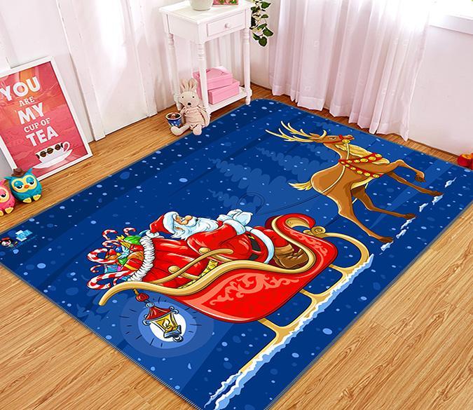 3D Sleigh Deer 556 Non Slip Rug Mat Mat AJ Creativity Home 