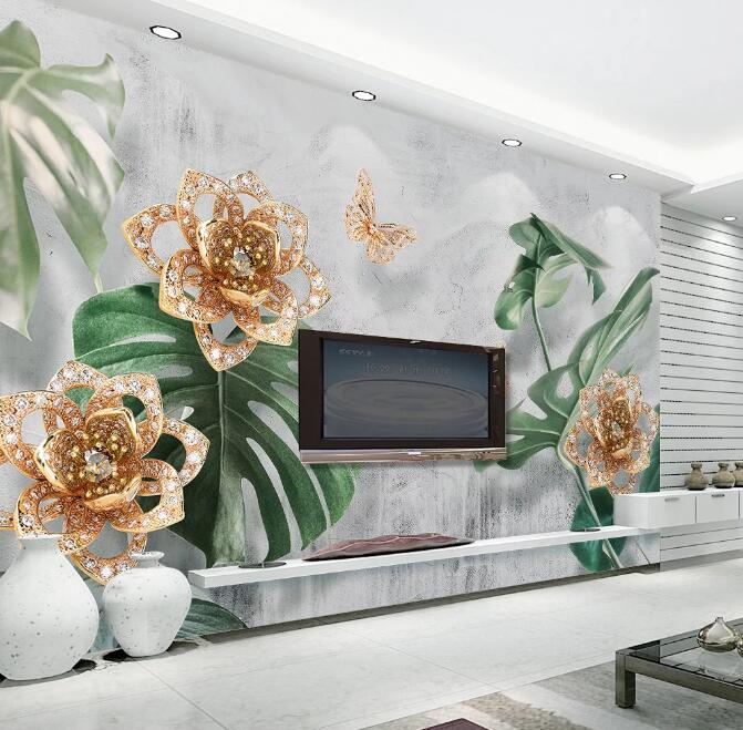 3D Gold Butterfly WG709 Wall Murals