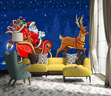 3D Deer Sleigh 024 Wallpaper AJ Wallpaper 