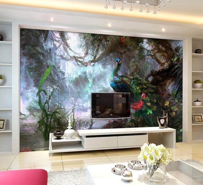 3D Peacock Forest 605 Wall Murals Wallpaper AJ Wallpaper 2 