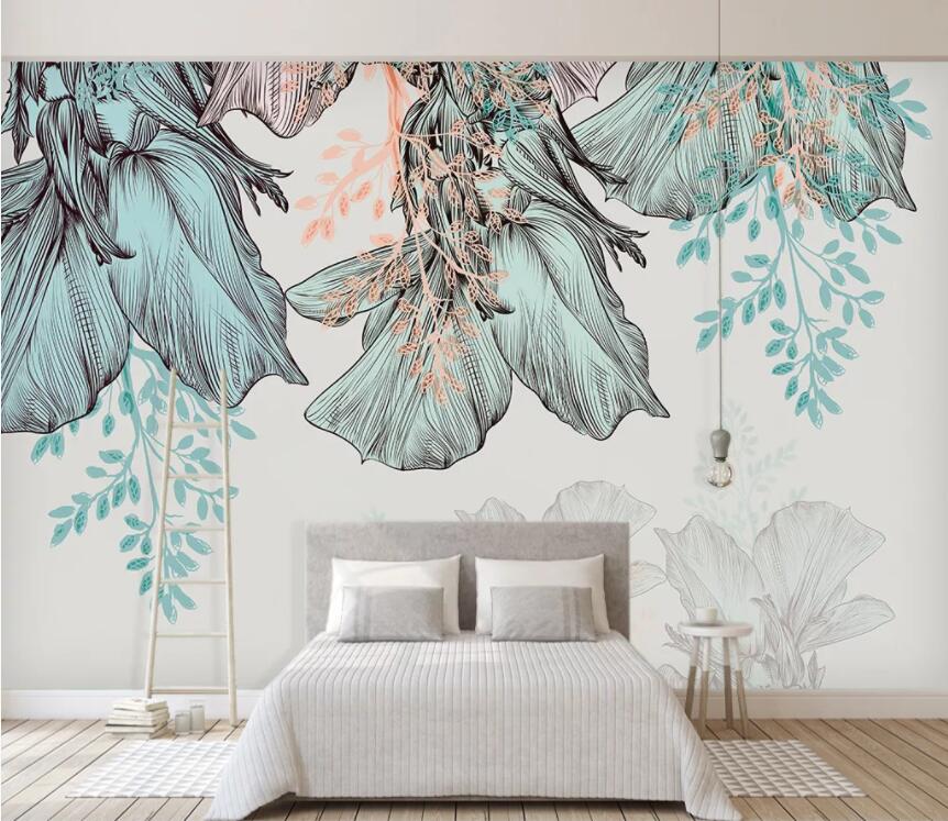 3D Painting Leaves WC2506 Wall Murals