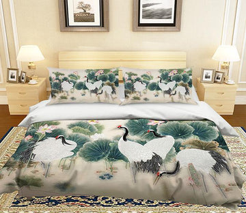 3D White Crane 065 Bed Pillowcases Quilt Wallpaper AJ Wallpaper 